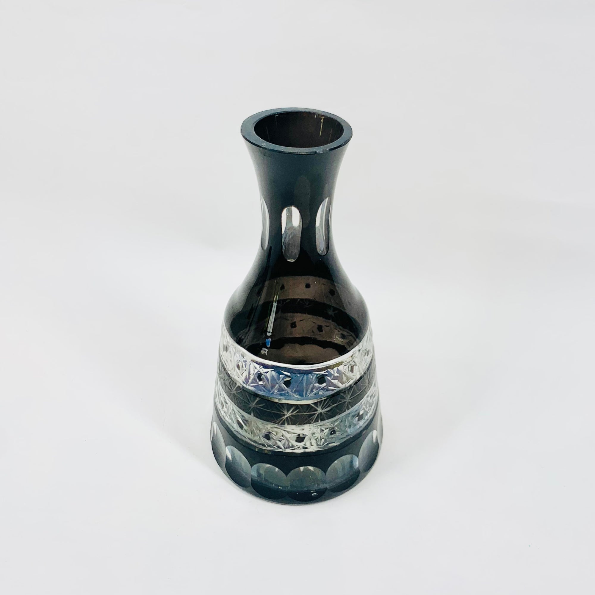 Antique Bohemian cameo hand etched glass carafe set