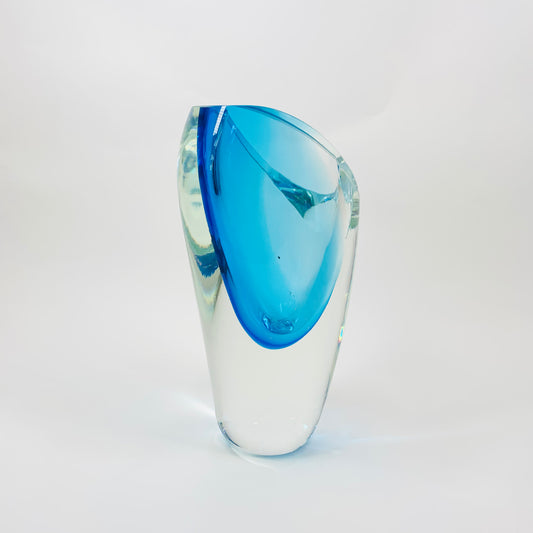 1950s BLUE SARABAND SOMMERSO GLASS SLANT VASE