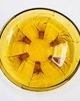 Antique Art Deco amber glass float bowl with matching flower frog