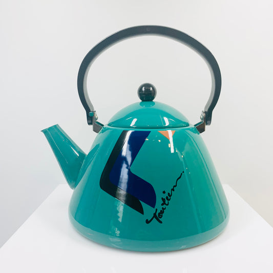 1980s French Memphis turquoise water kettle