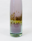 Vintage stunning mouth blown purple art glass with gold aventurine bottle vase with flare rim
