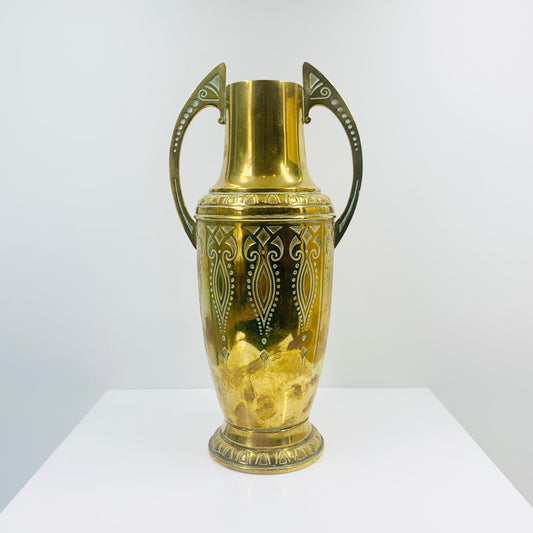 Vintage Dutch Daalderop brass vase with handles