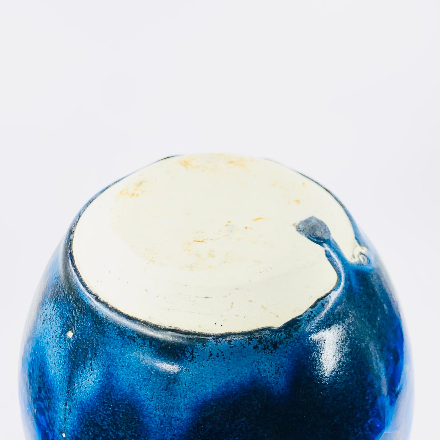 Retro hand made Australian cobalt blue gradient crystalline pottery bottle vase
