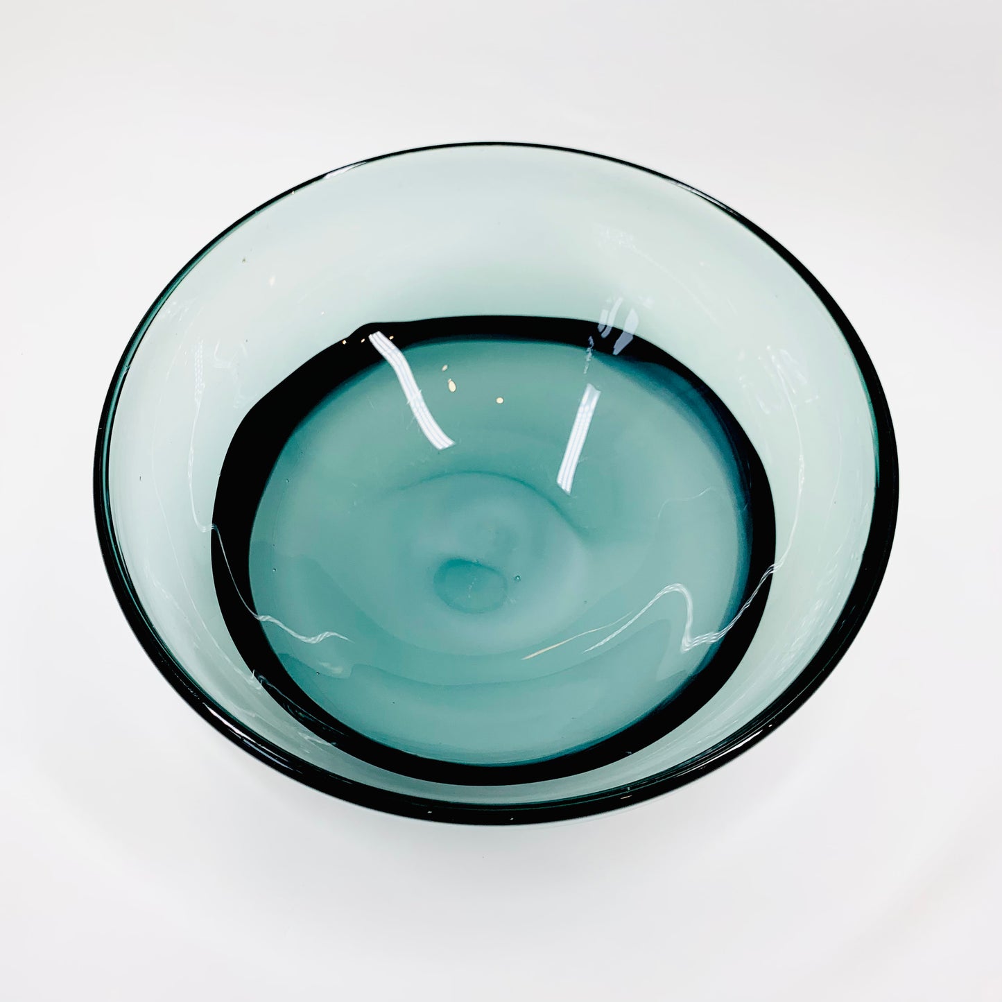 1980s heavy cased grey white Murano art glass bowl
