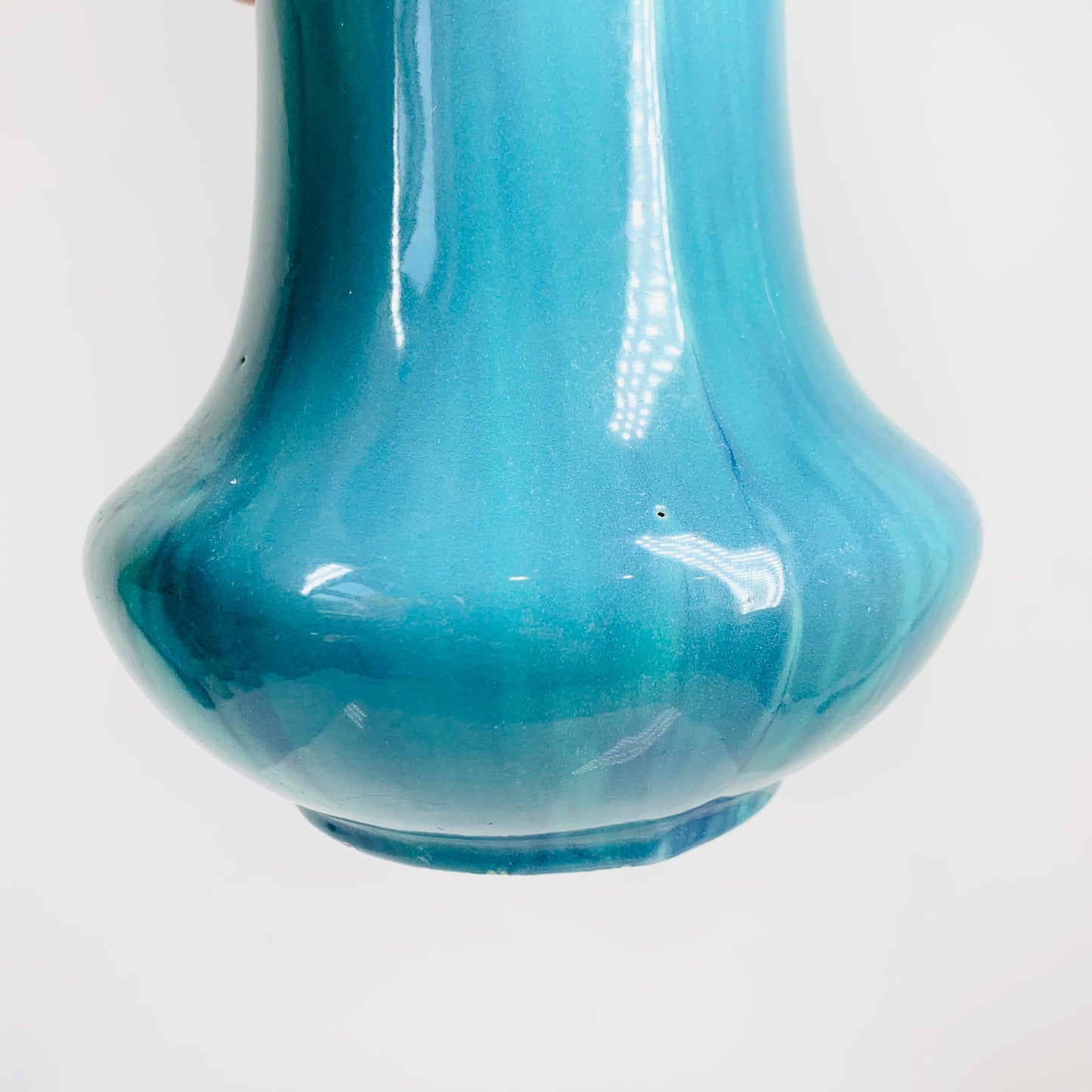 1970s turquoise flambé glazed pottery vase