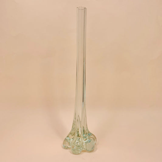 Vintage Czech petal foot single stem glass vase