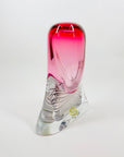 Vintage hand made signed Jablonski sommerso pink art glass vase
