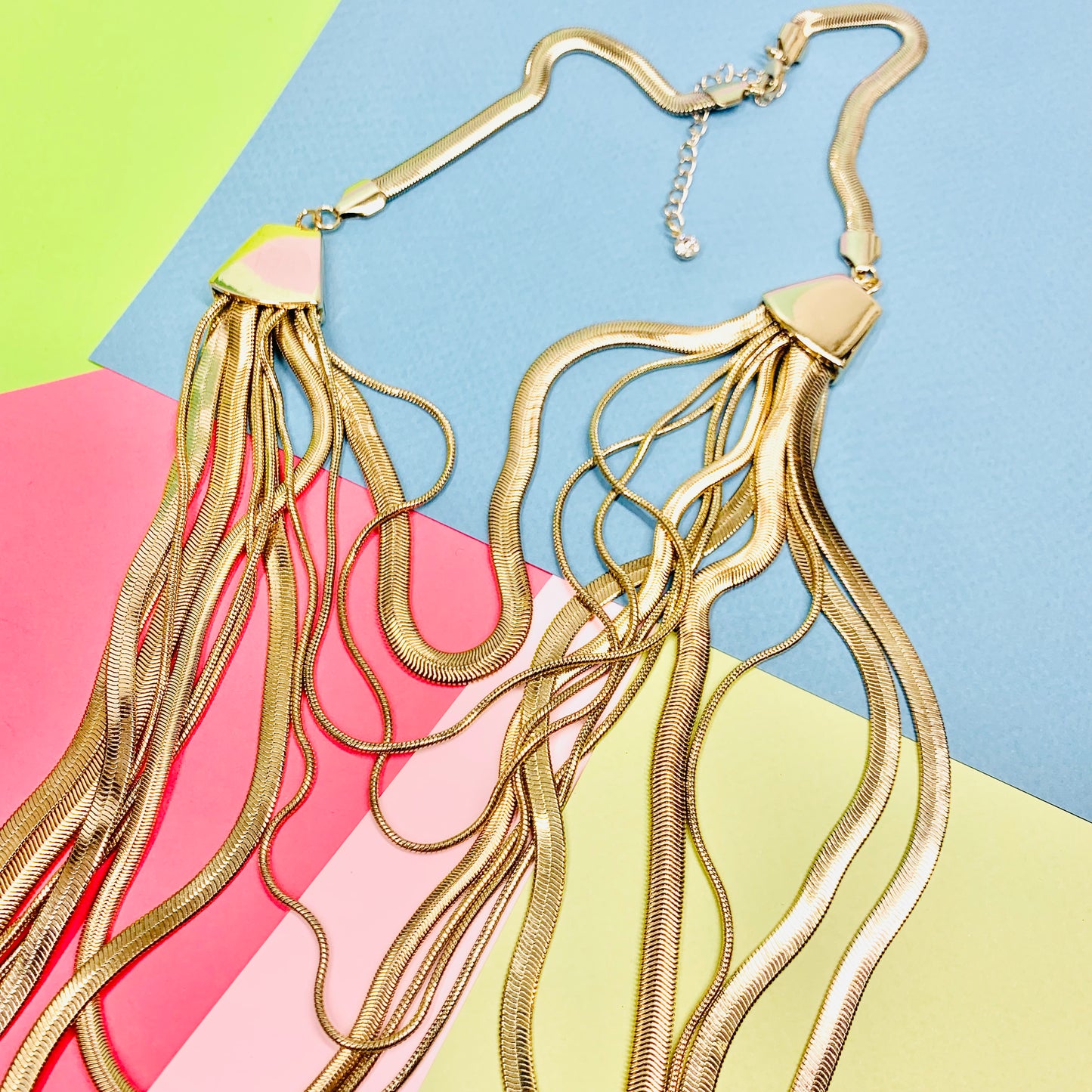 Rare 1980s Trifari gold plated multi-strands interlink necklace