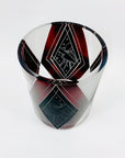 Extremely rare antique Art Deco part satin black and ruby enamel cylinder glass vase by Karl Palda