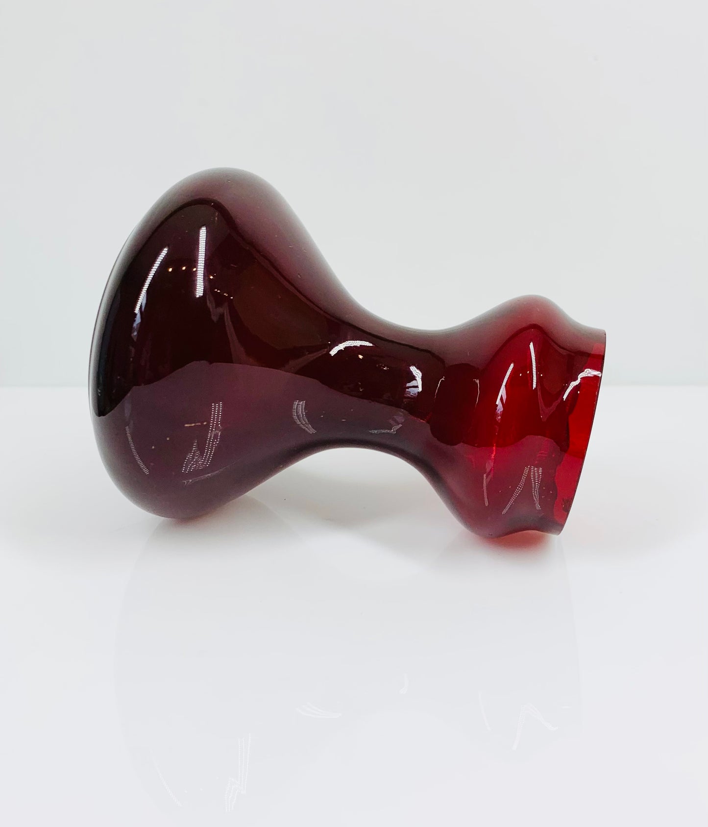 Space Age hand made red glass posy vase