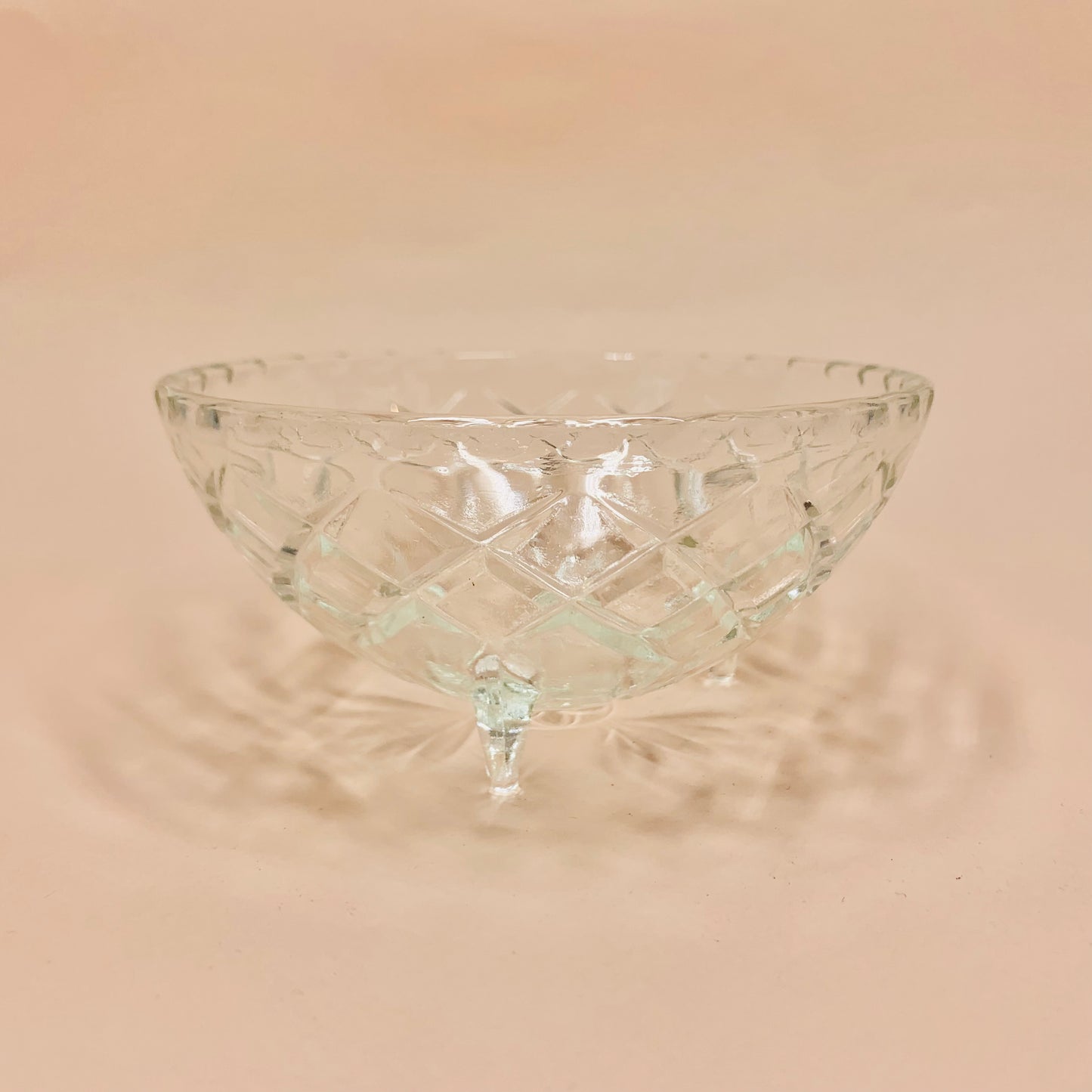 Antique Depression pressed glass footed dessert bowl