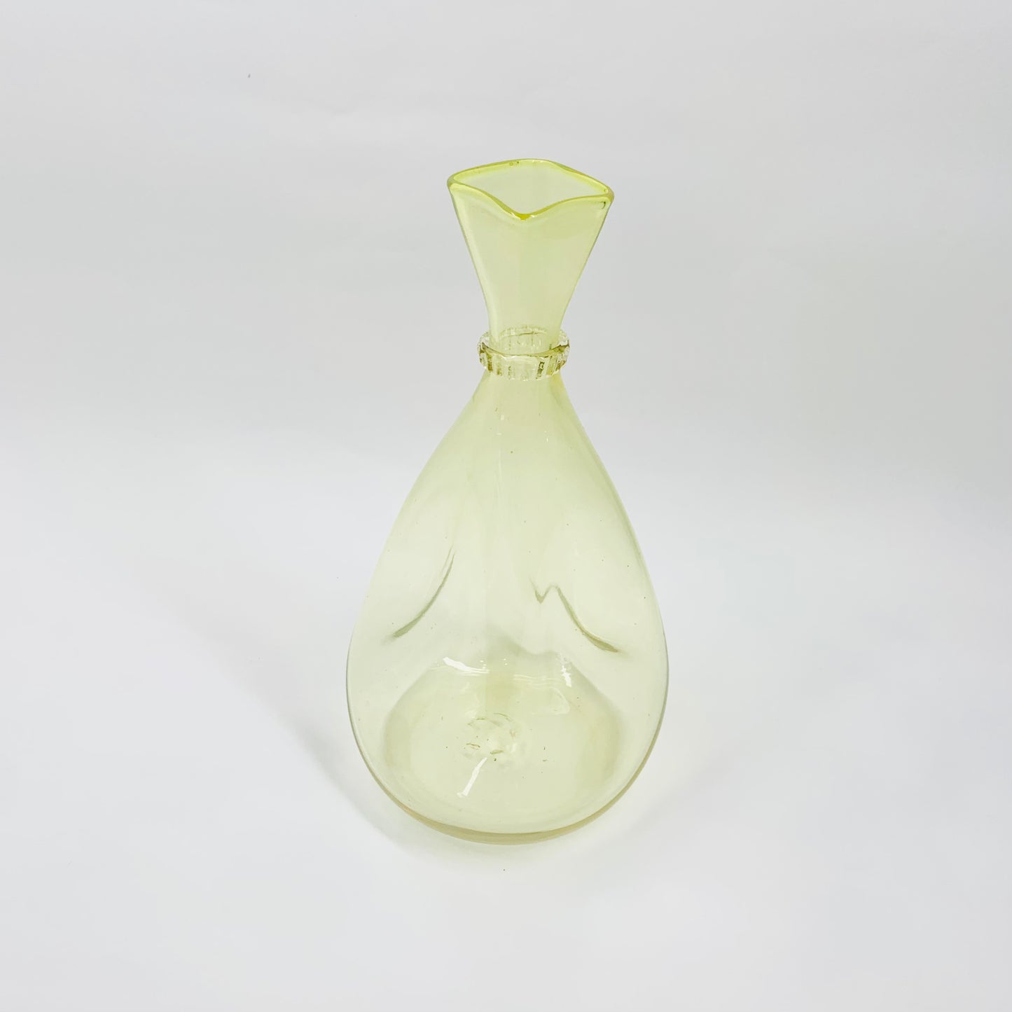 MCM mouth blown yellow glass carafe/vase