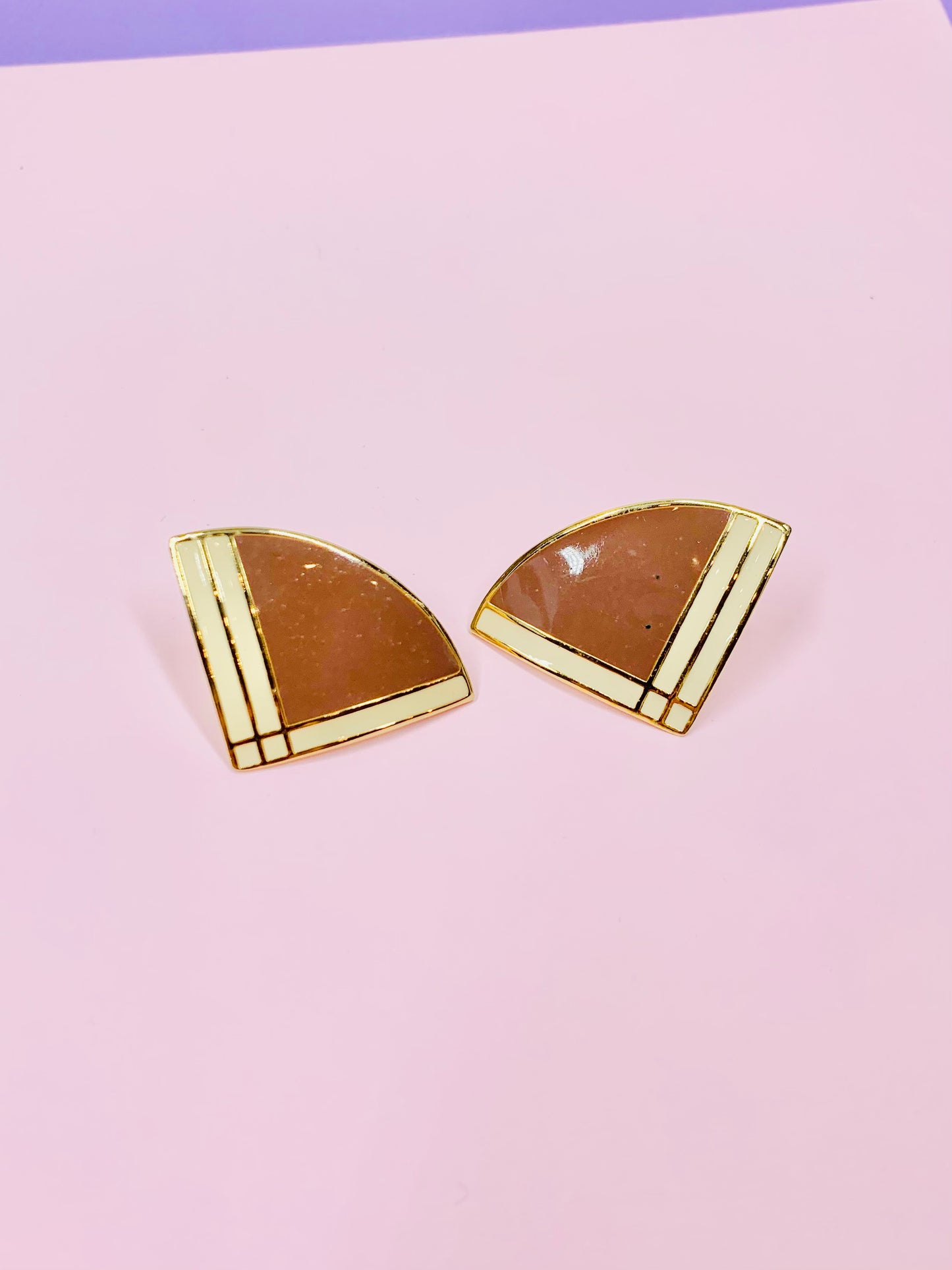 Rare 1970s Italian triple gold plated enamel earrings