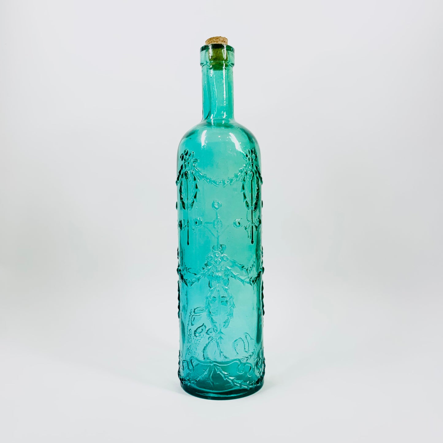 Vintage Spanish hand painted glass bottle