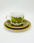 Retro Staffordshire English porcelain coffee/tea cup matching saucer & cake plate