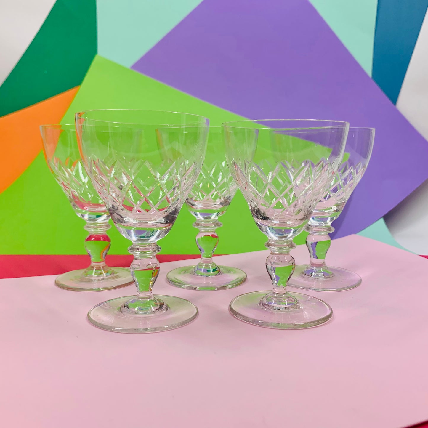 Vintage fine crystal footed liqueur glasses