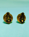 1960s gold plated clip on pearl halo button clip on earrings