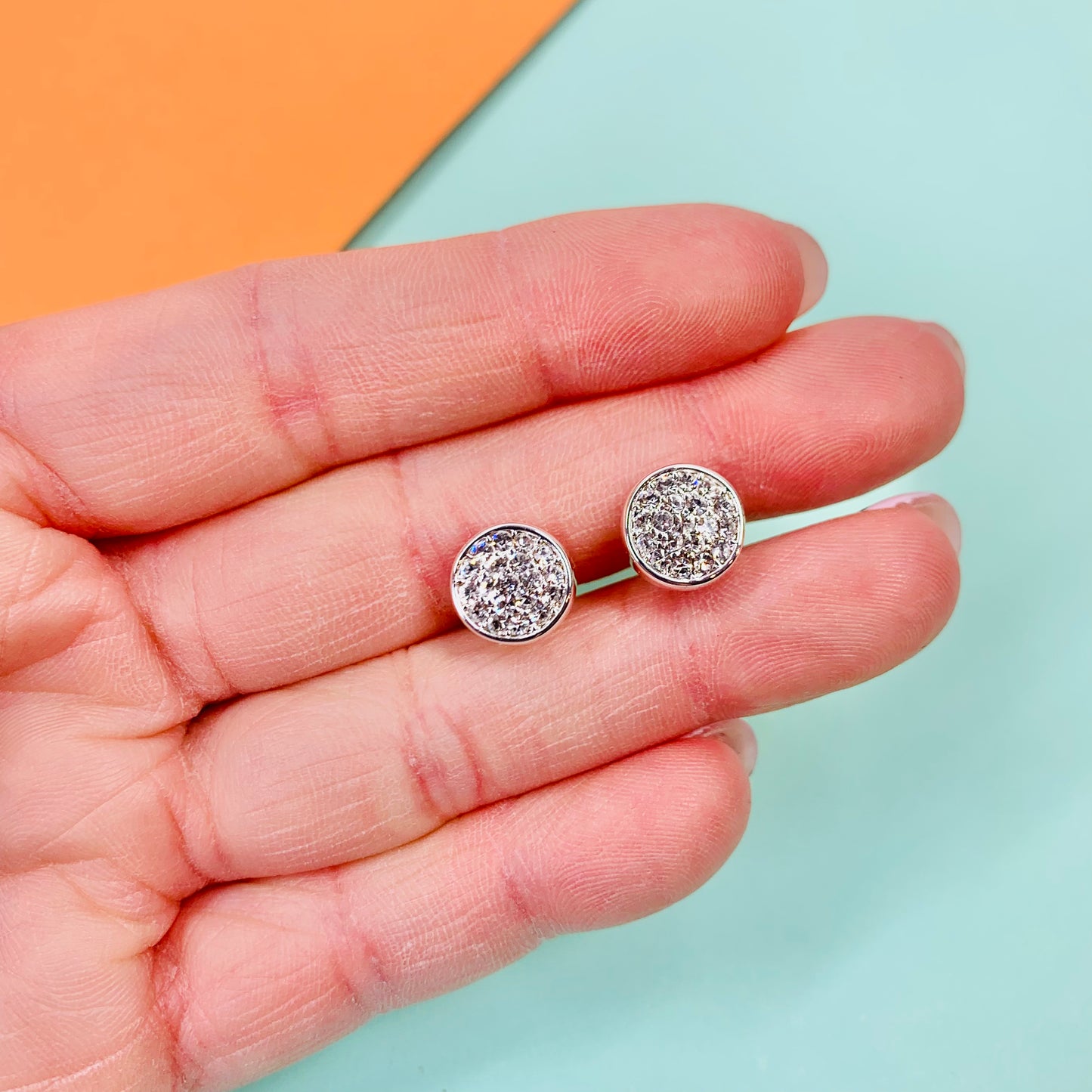 Vintage silver plated rhinestone stud earrings