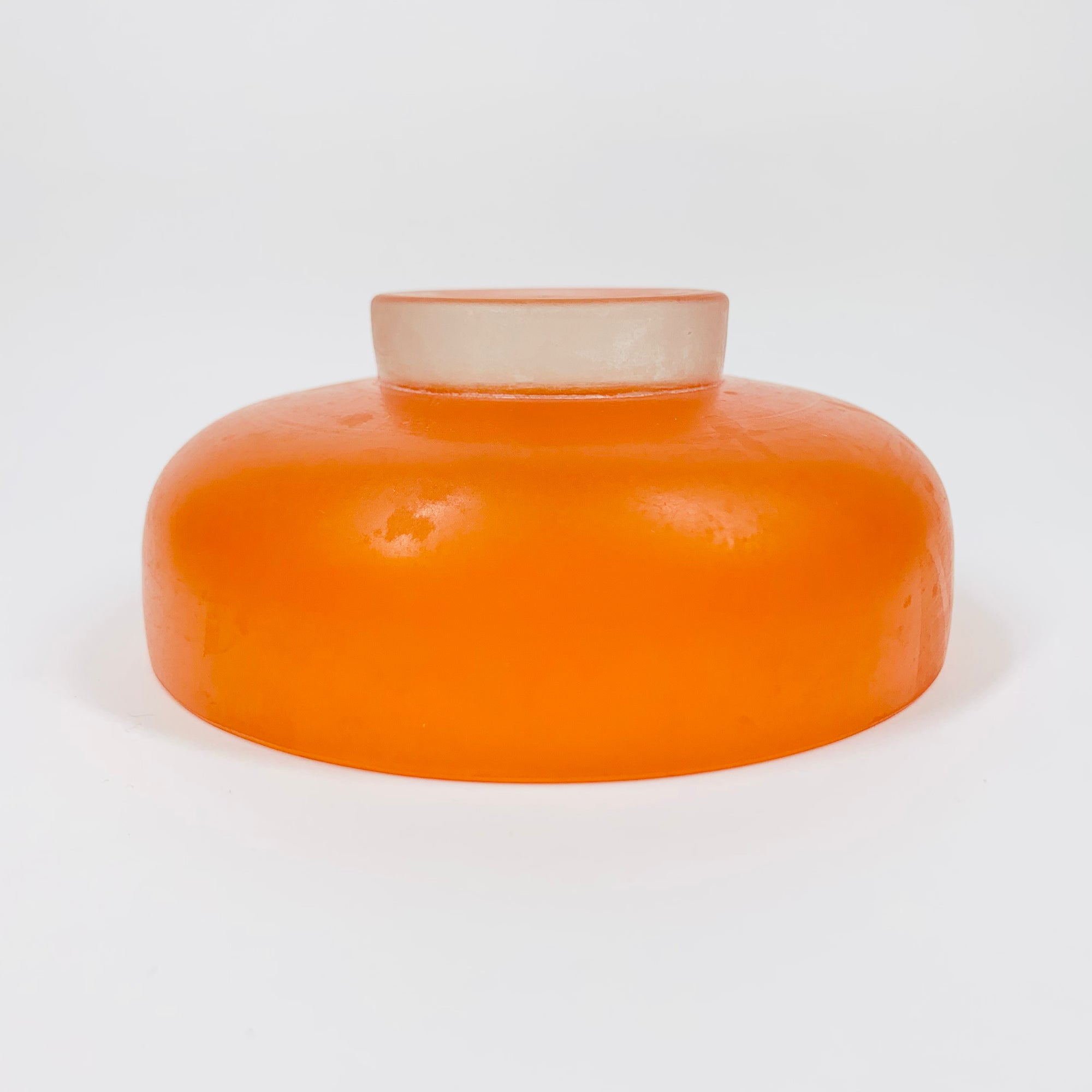 Extremely rare Midcentury Italian orange satin glass canister with minaret lid