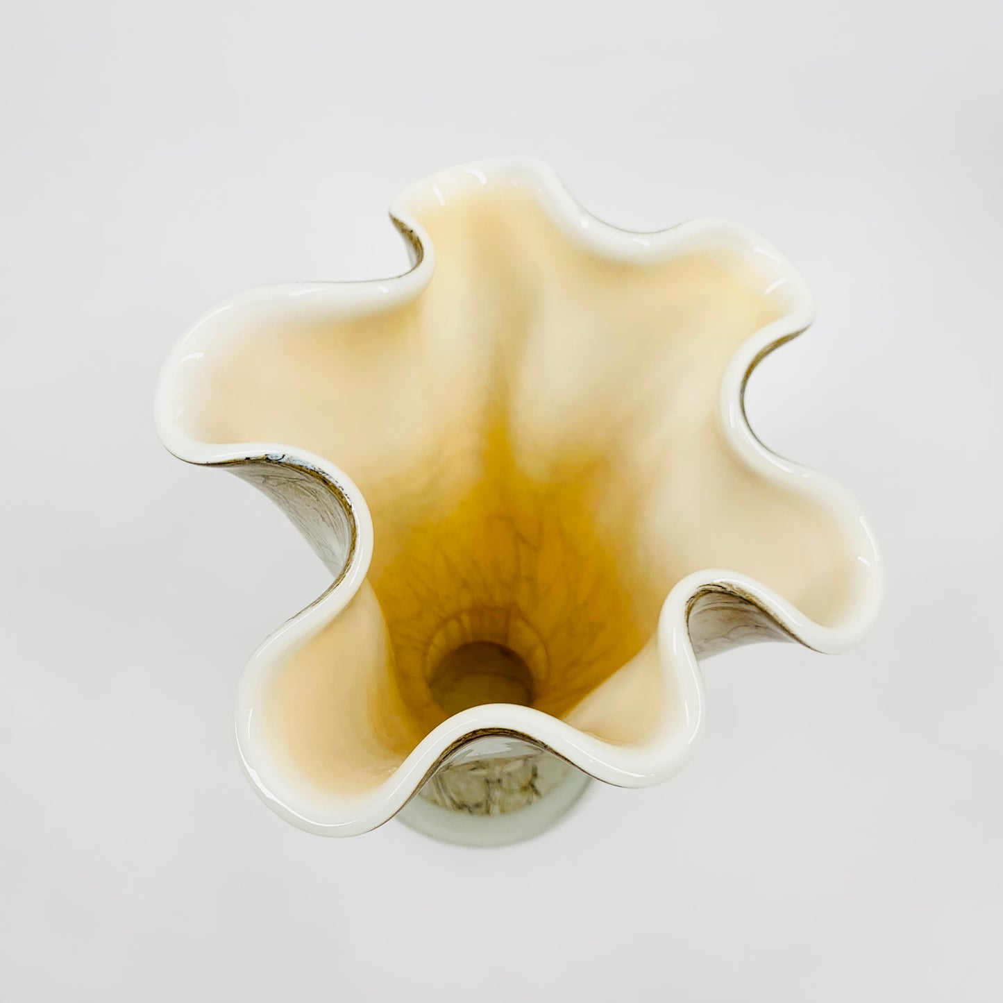 Vintage Japanese marble cased glass handkerchief vase