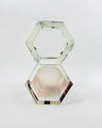 Antique Art Deco black and citrine hexagons glass posy vase by Karl Palda