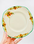 Burleigh Ware Zenith Art Deco Hand Painted Porcelain Coffee Cup and Matching Saucer