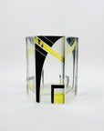 Antique Art Deco black and citrine hexagons glass posy vase by Karl Palda