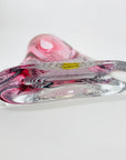 Vintage hand made signed Jablonski sommerso pink art glass vase