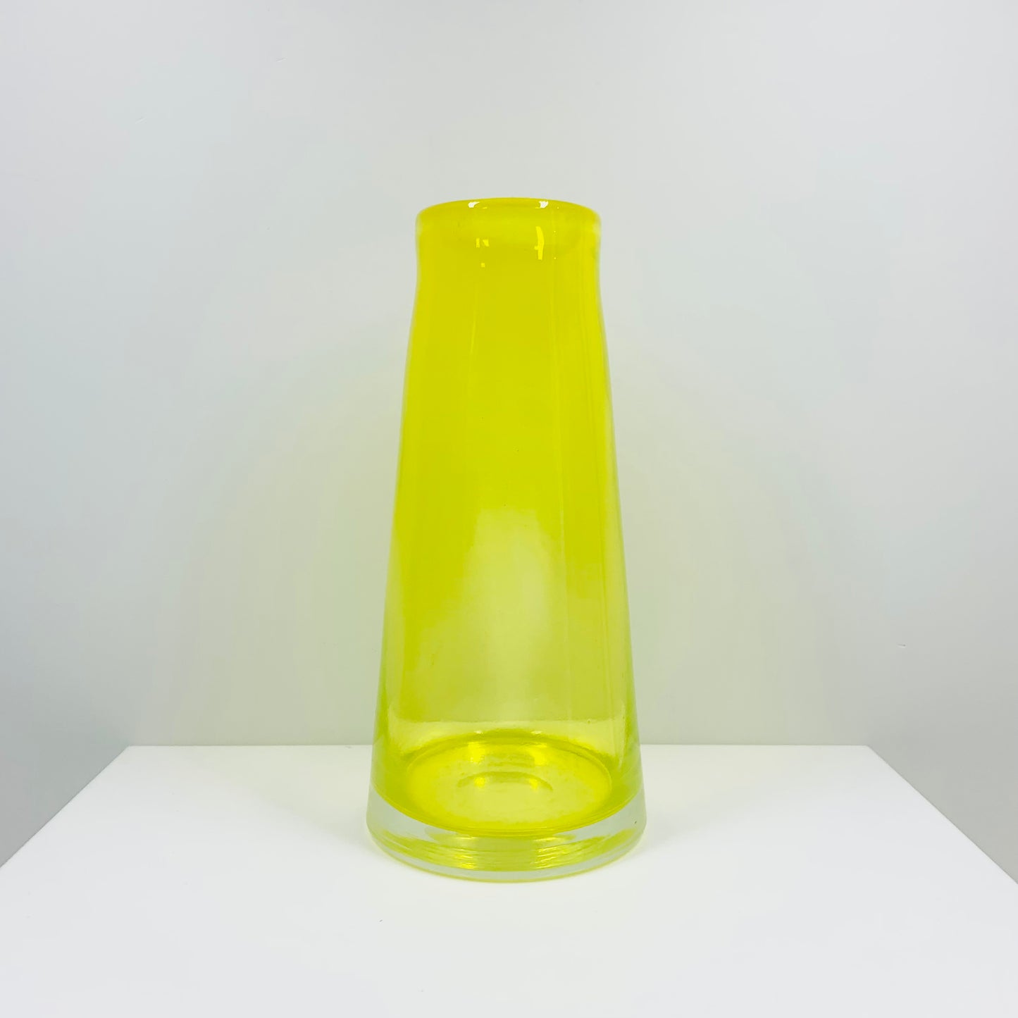 MCM hand made opalescent lime green glass vase