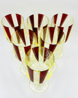 Extremely extremely rare antique Art Deco ruby enamel and citrine glass jug and matching wine glasses set by Karl Palda