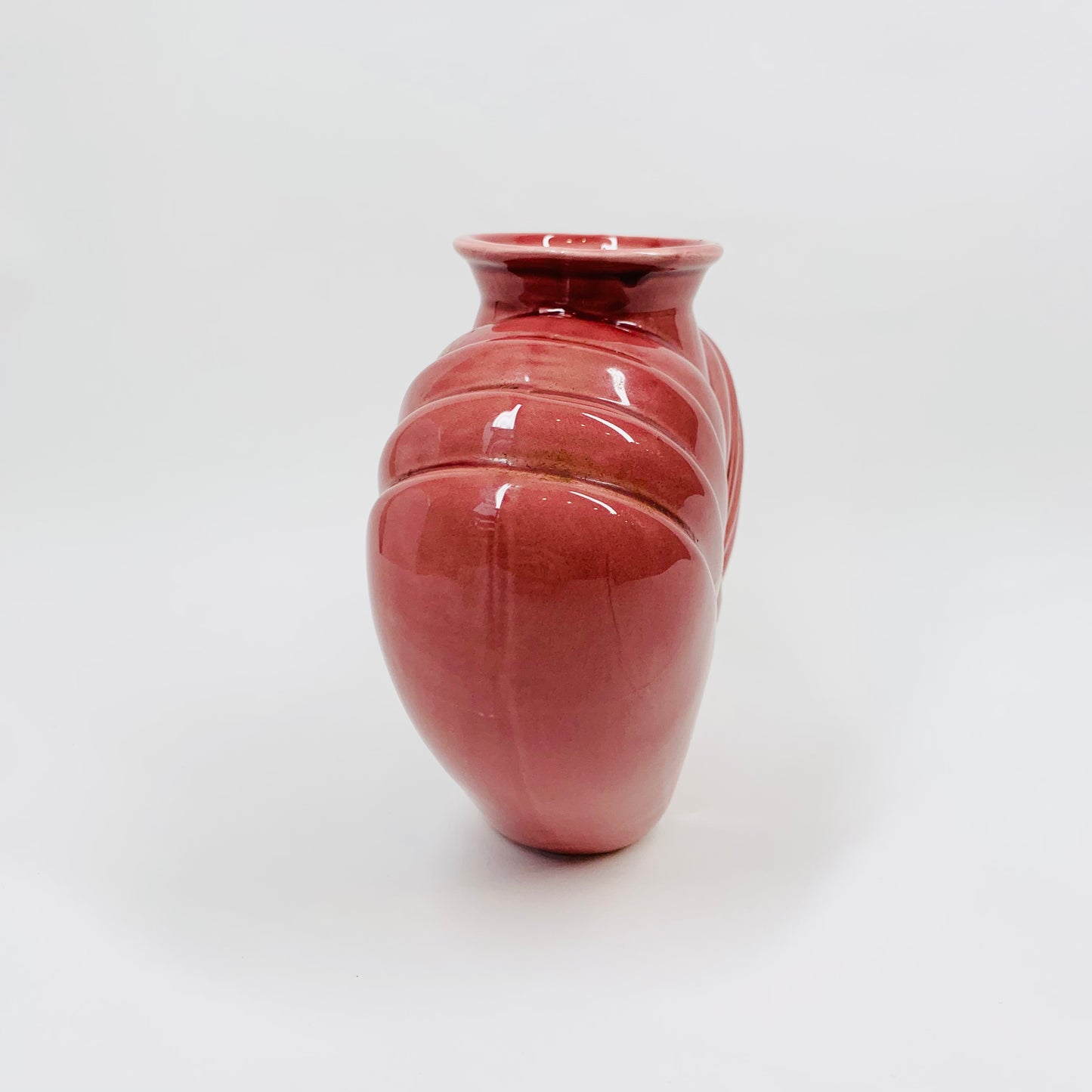 Hand painted glazed 1980s heart shape pink porcelain vase