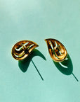 Rare 1960s Barcs triple plated gold waves stud earrings