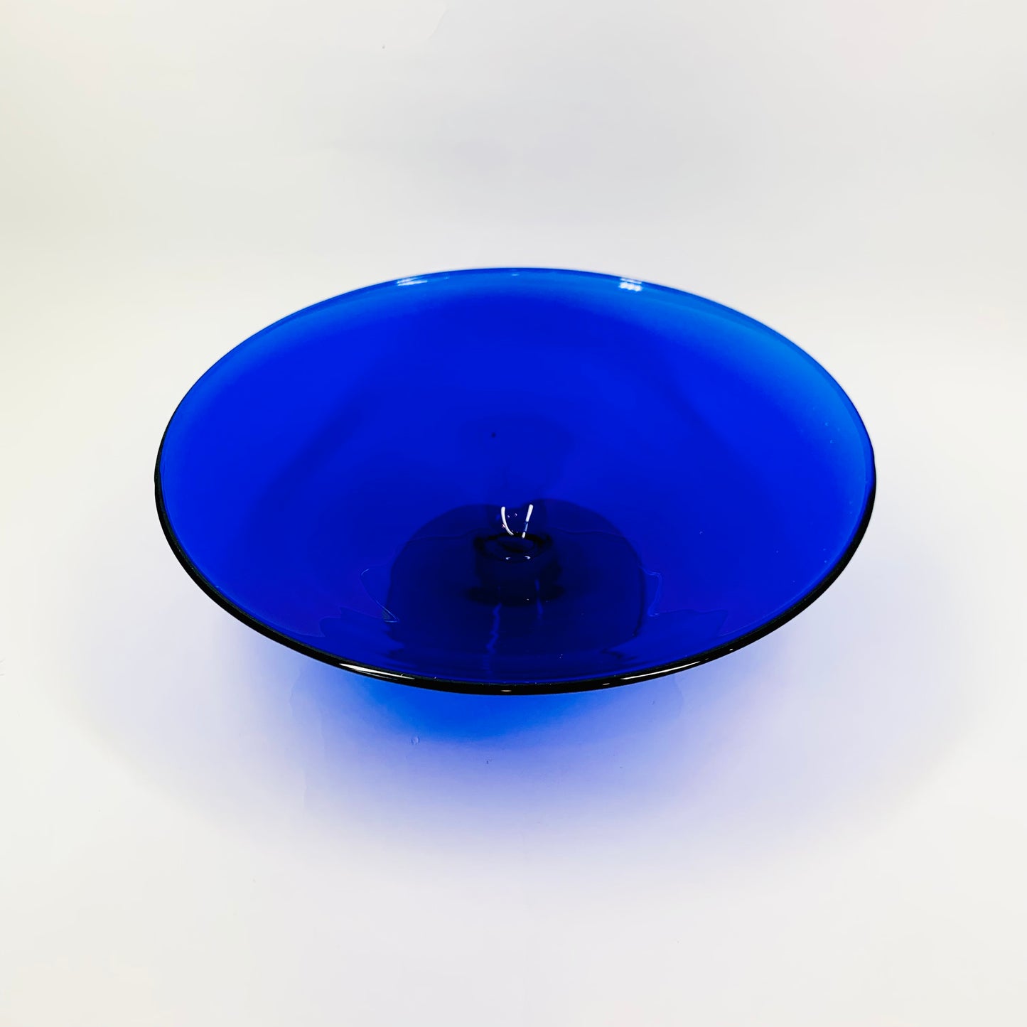 Large MCM hand made cobalt blue glass comport/footed bowl