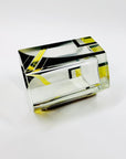 Antique Art Deco black and citrine hexagons glass posy vase by Karl Palda