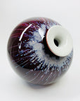Vintage Chinese maroon bleed flambé pottery squat vase