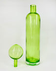 Rare mouth blown vintage Pols Potten green glass decanter bottle with matching stopper