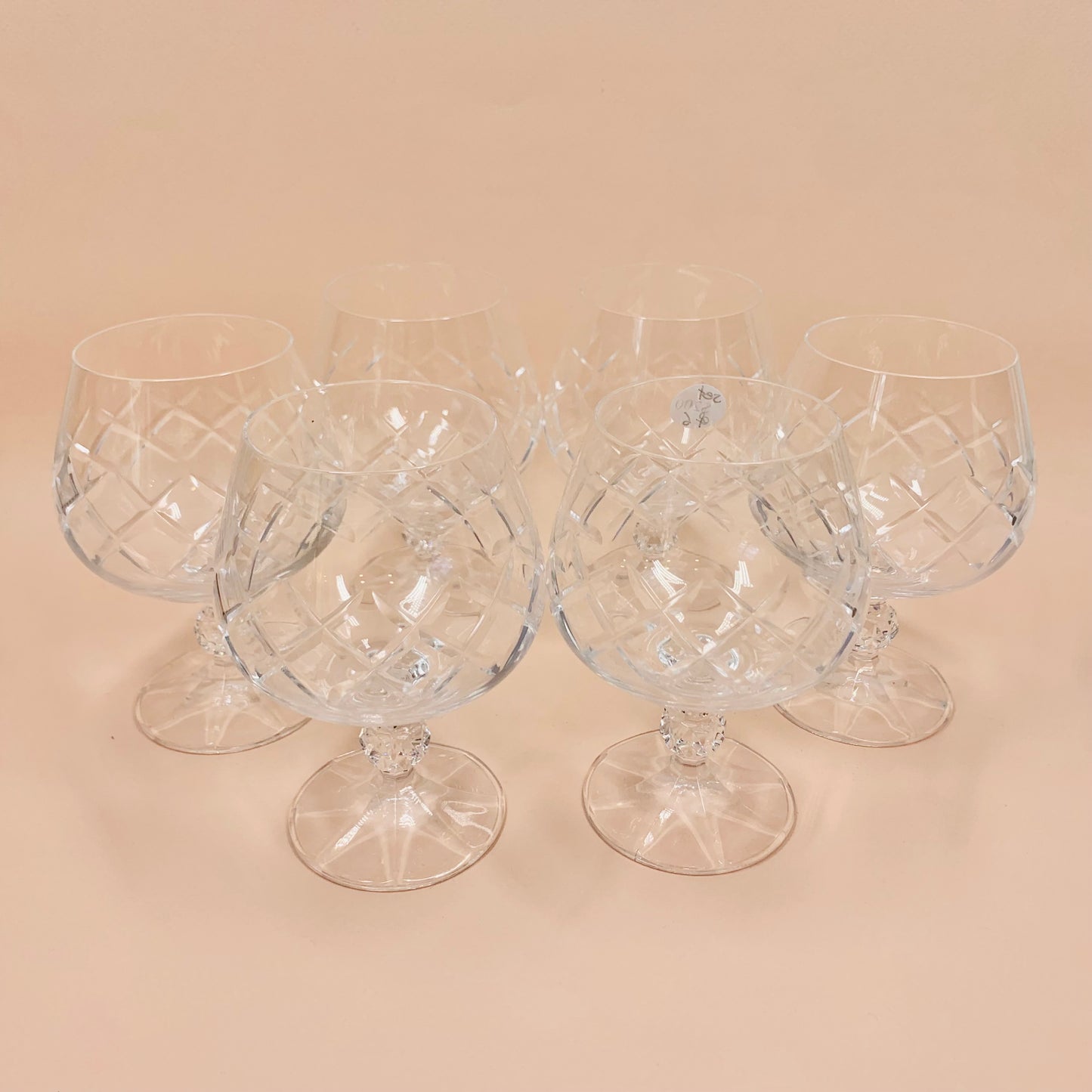 Vintage diamond pattern fine crystal brandy glasses
