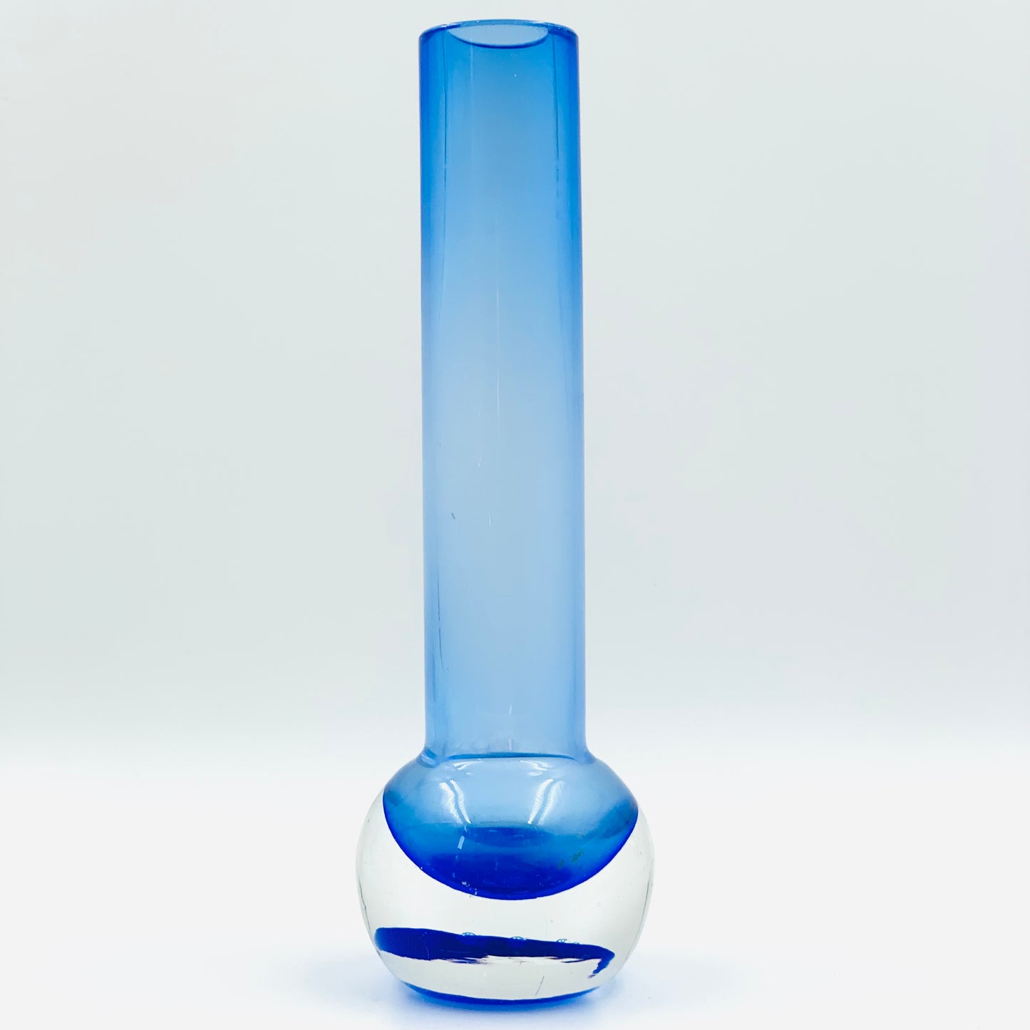 Space Age blue Murano glass vase with controlled bubbles base