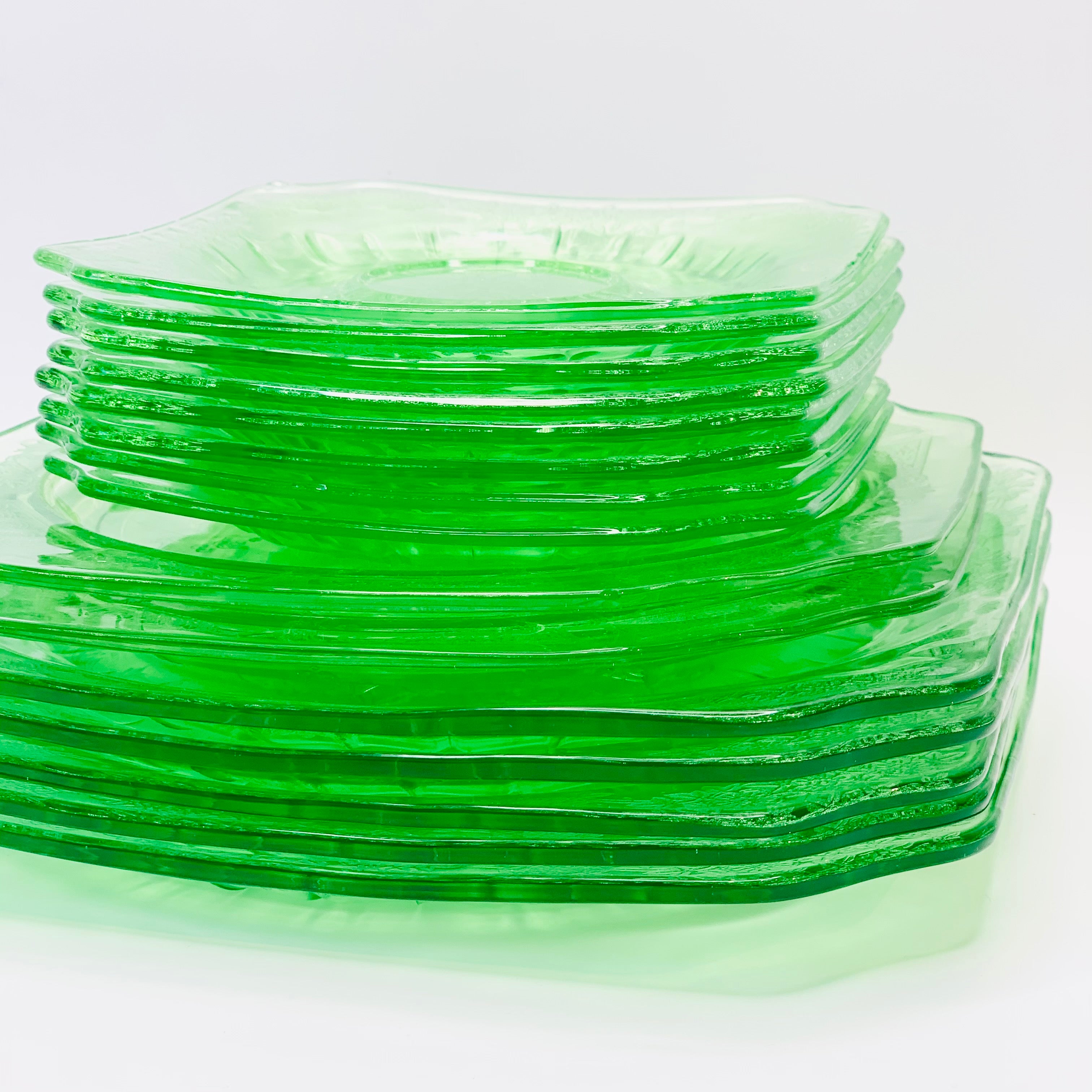 (5) deals Rare Green Depression Glass Luncheon Plate: