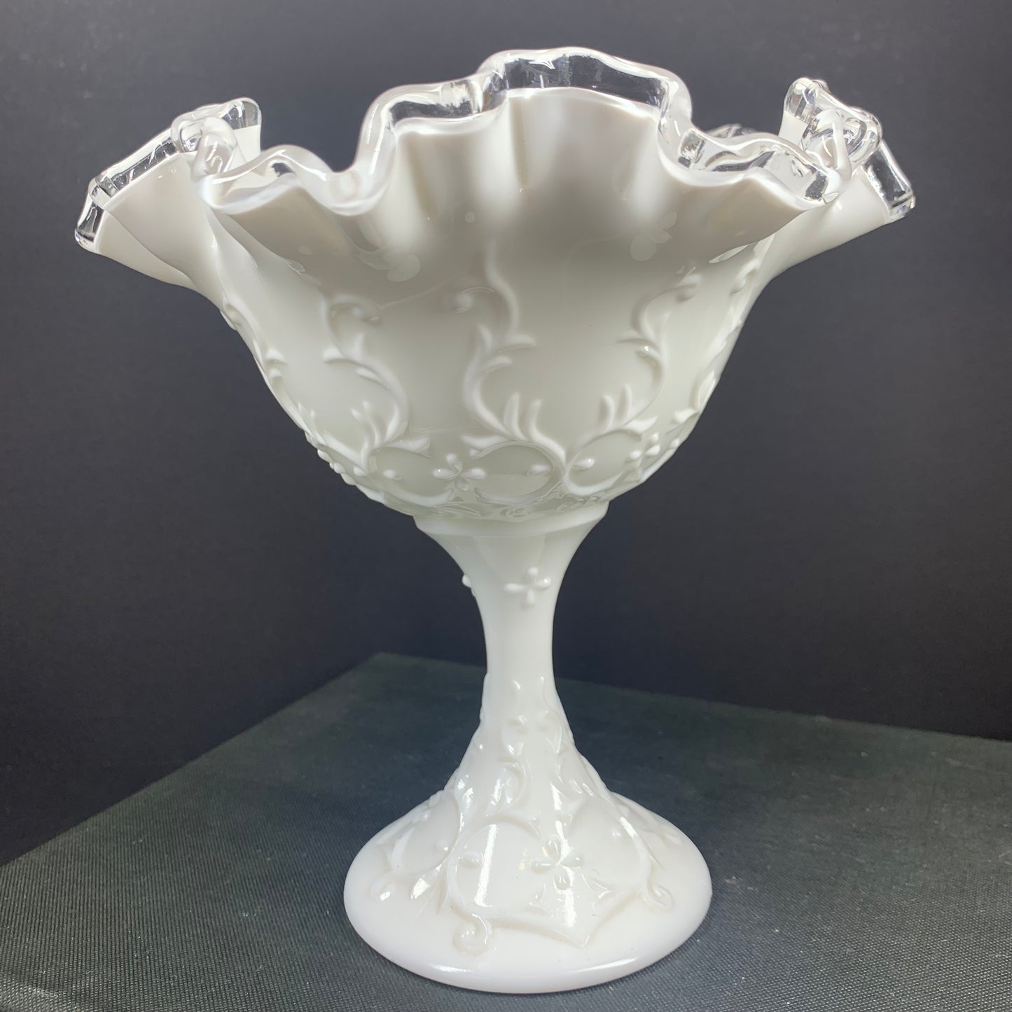 Antique Fenton cased milk glass comport