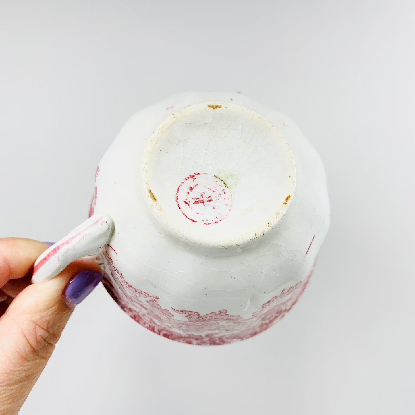 Extremely rare antique Pickman La Cartuja De Sevilla Transferware  red printed porcelain tea set
