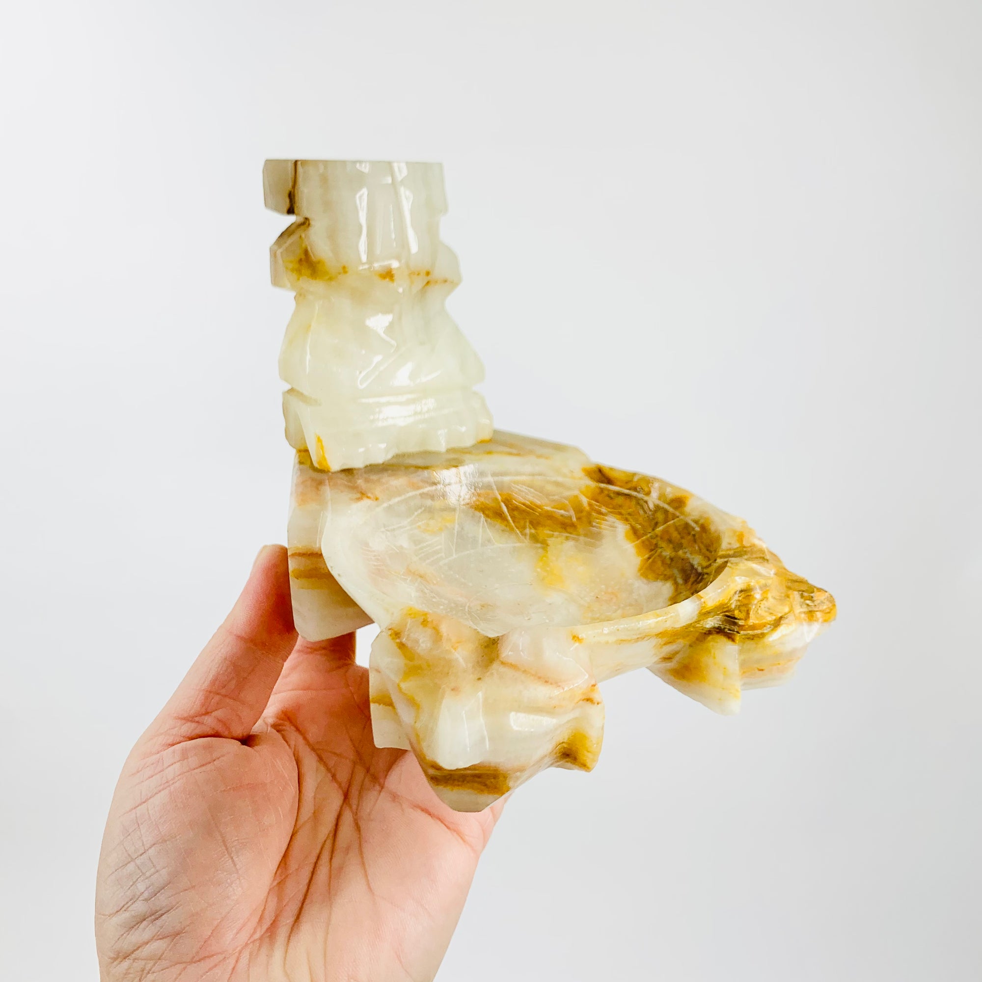 Midcentury onyx Aztec ashtray