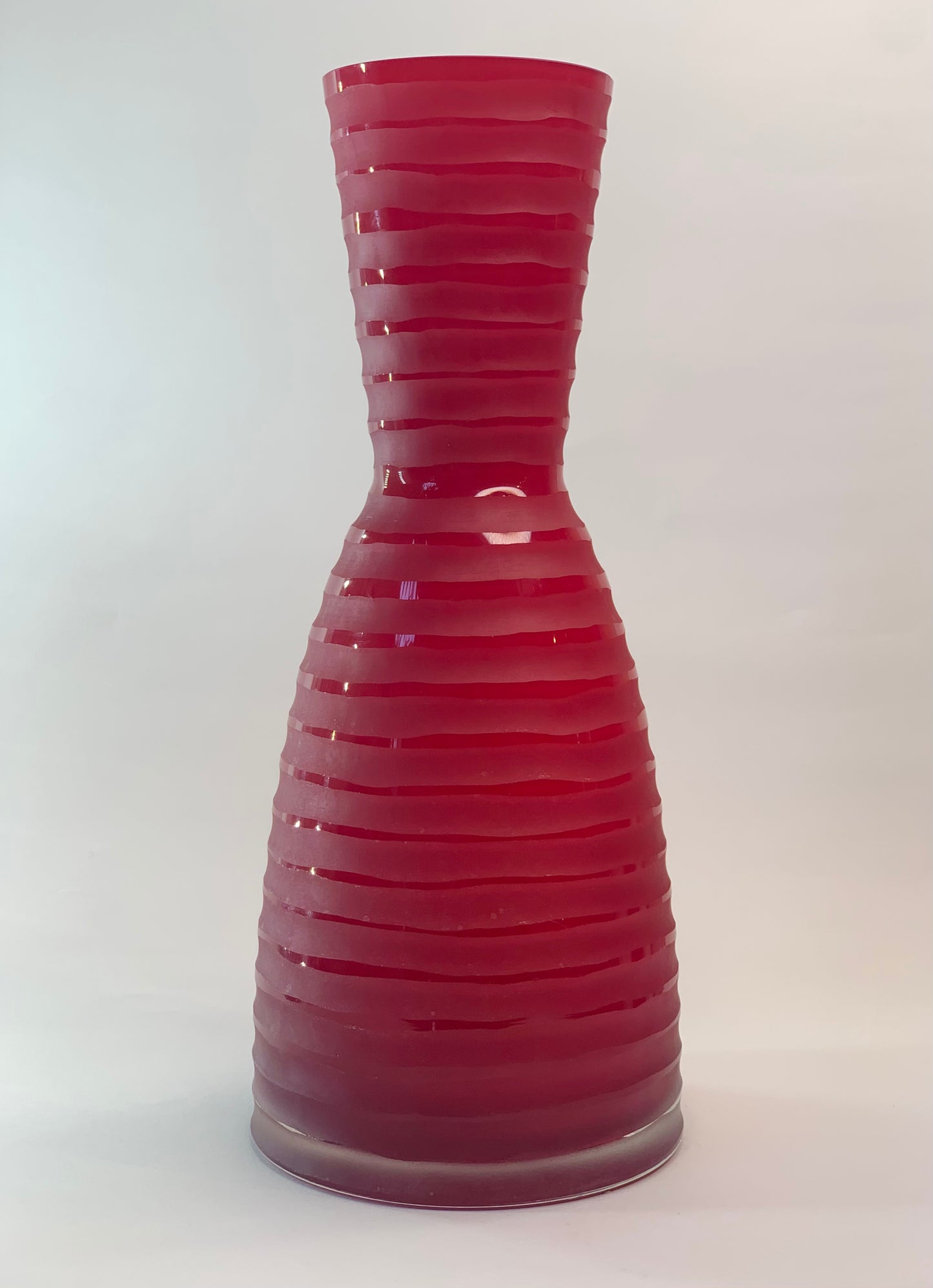 Midcentury cut cased red glass vase