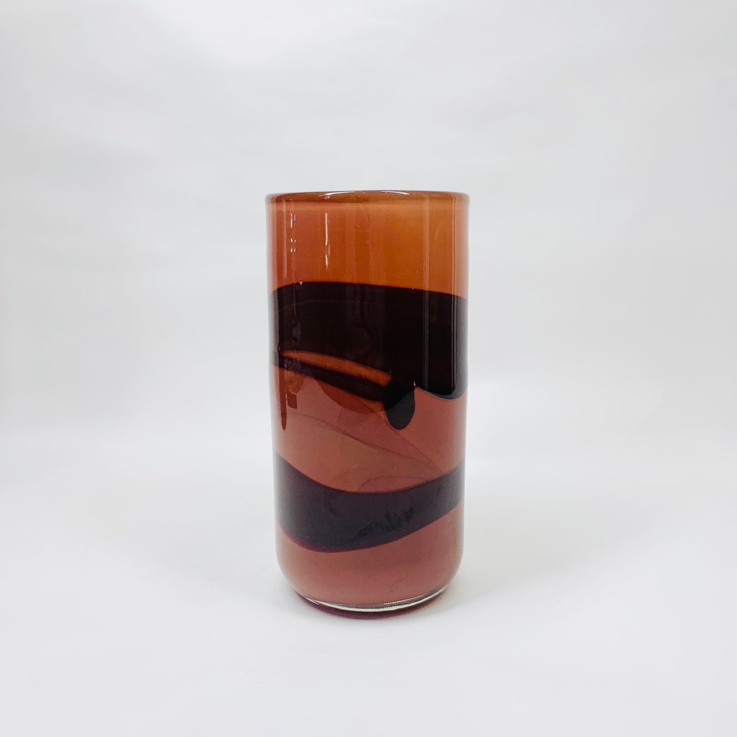 MCM mouth blown studio art glass tube vase