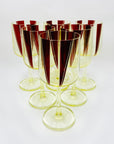 Extremely extremely rare antique Art Deco ruby enamel and citrine glass jug and matching wine glasses set by Karl Palda