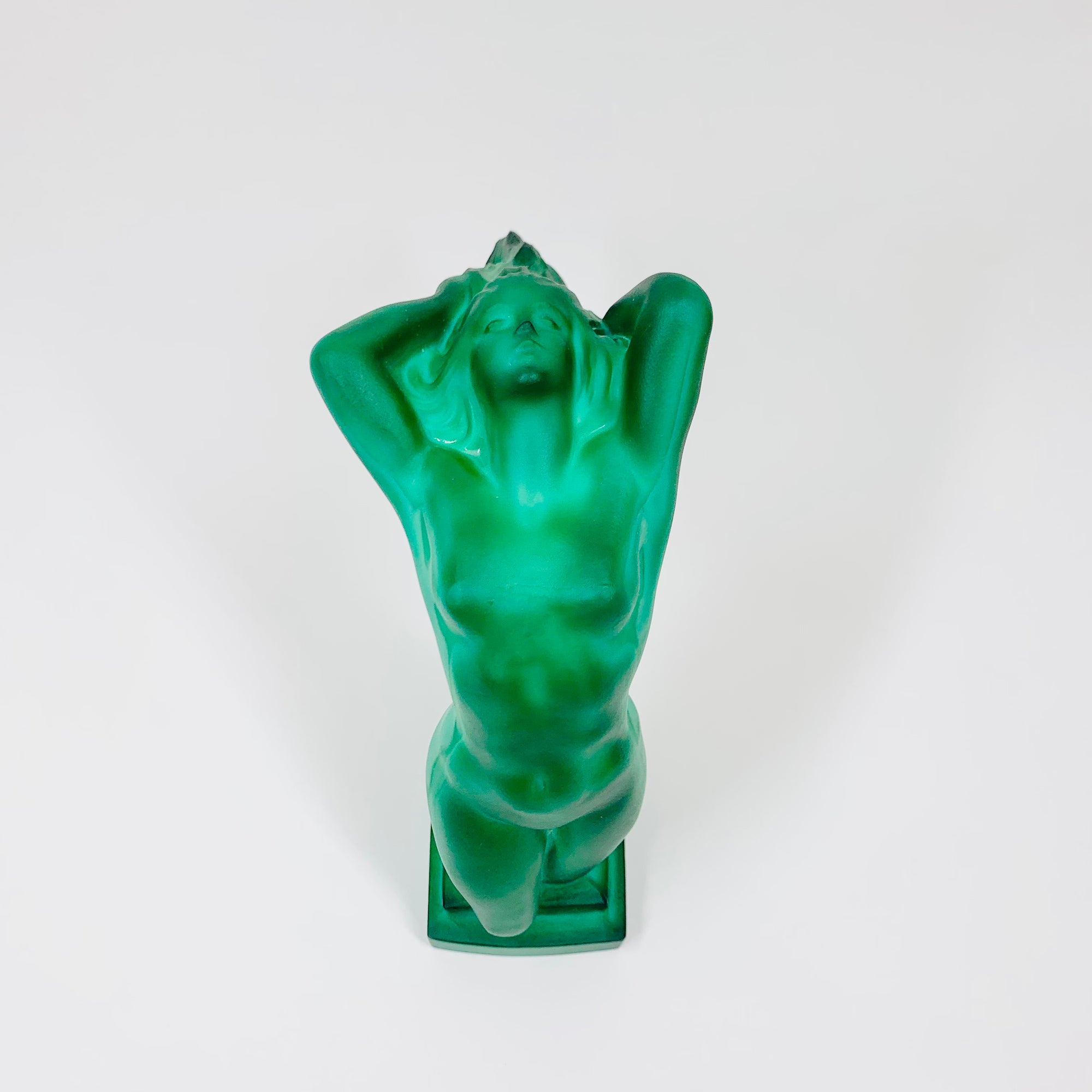 ANTIQUE ART DECO MALACHITE GLASS NUDE