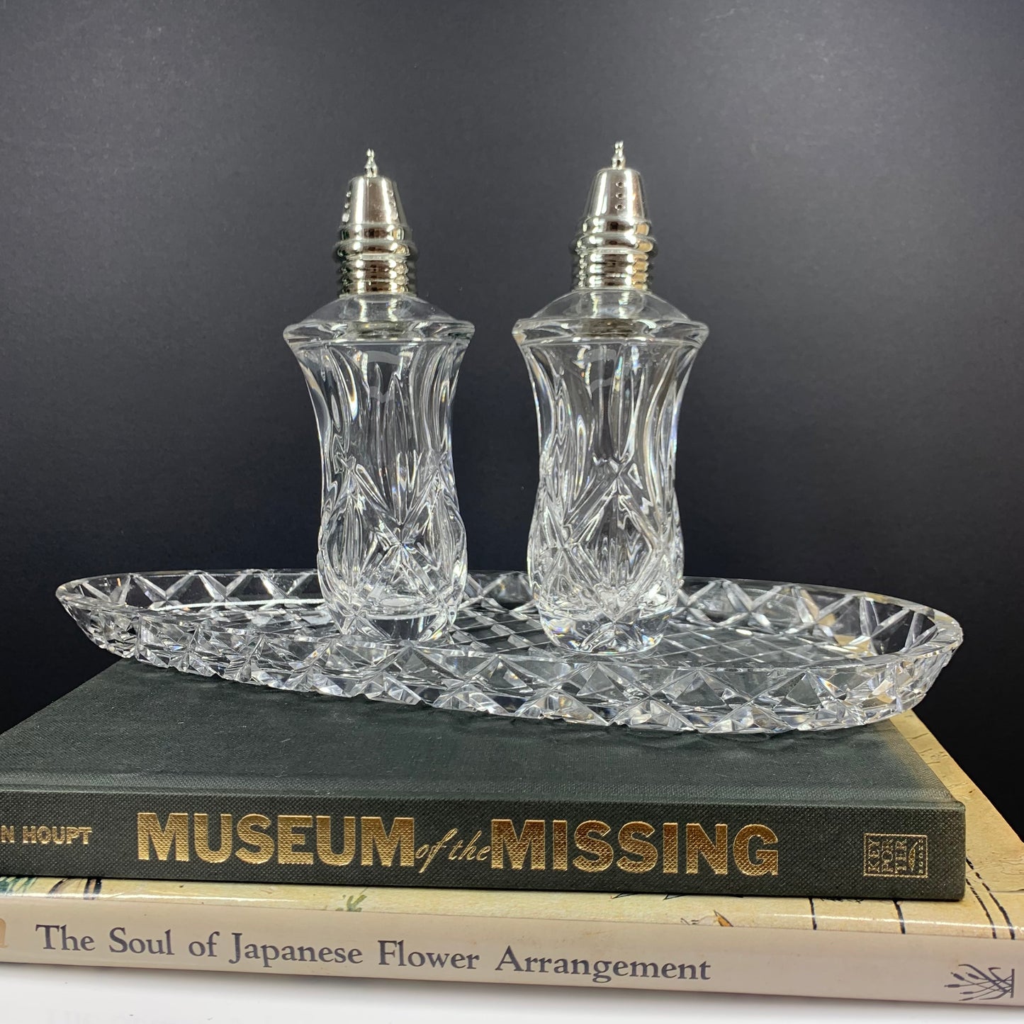 Antique Bohemian crystal salt and pepper shakers