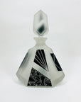 Extremely extremely rare antique Art Deco black enamel decanter satin glass set by Karl Palda