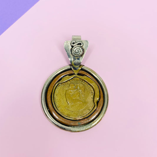 Vintage Chilean coin medallion pendant