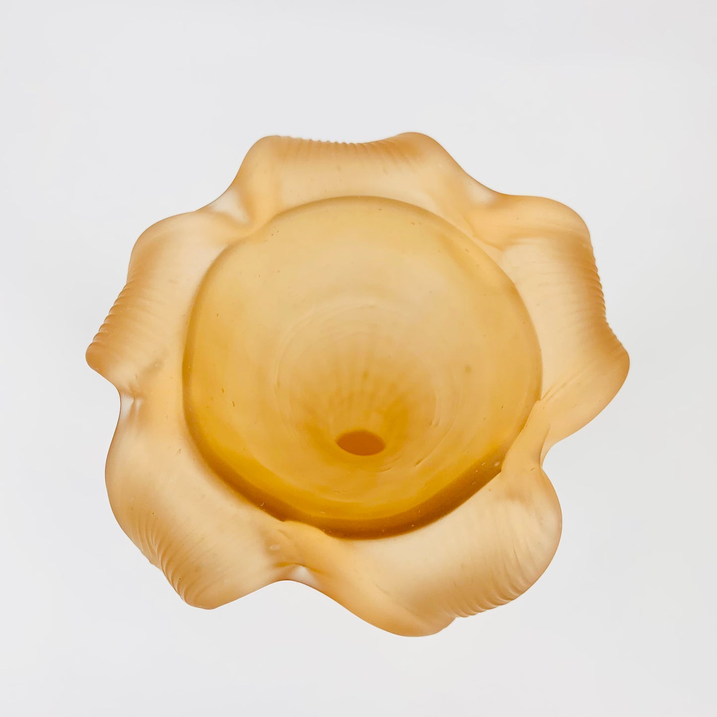 Extremely rare antique Art Nouveau peach satin glass small palm vase